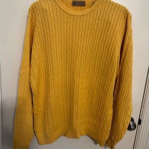 Lord & Taylor Yellow Cable Knit Crewneck Sweater